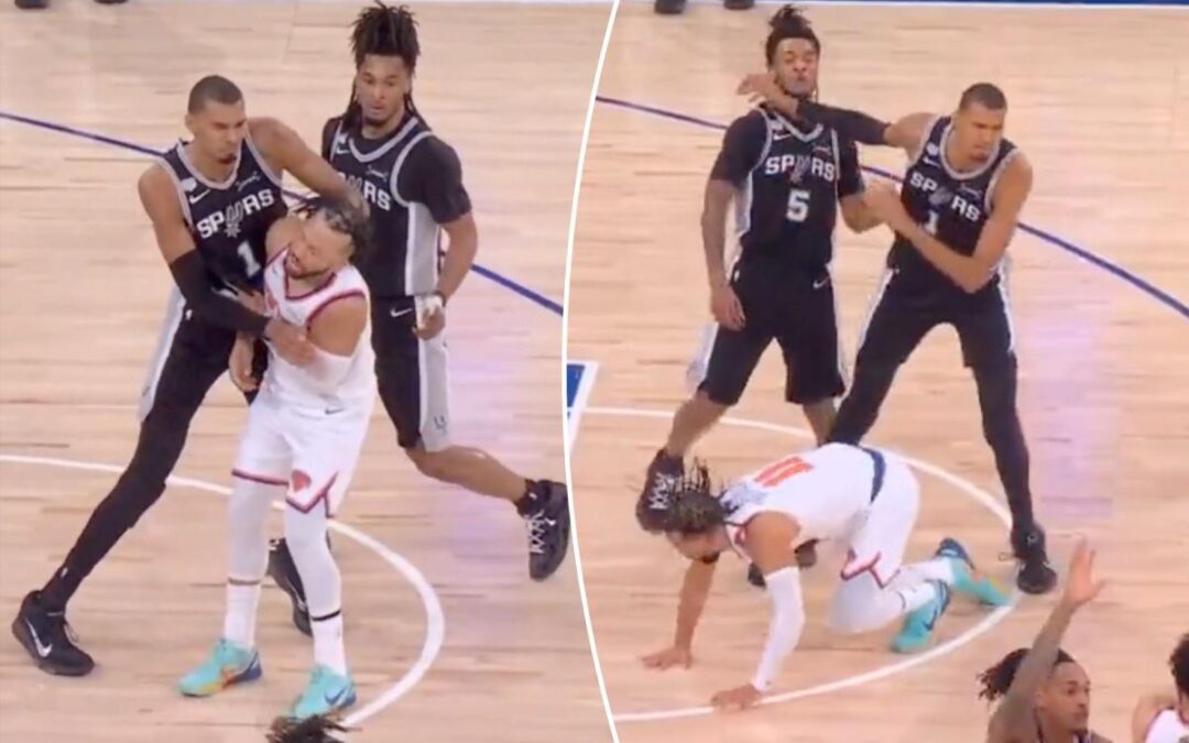 Victor Wembanyama shoves Jalen Brunson’s face — then laughs at him — in heated NBA Finals moment