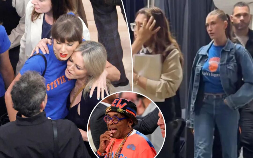 Taylor Swift, Hailey Bieber lead large list of A-listers on celebrity row at Knicks-Spurs Game 4