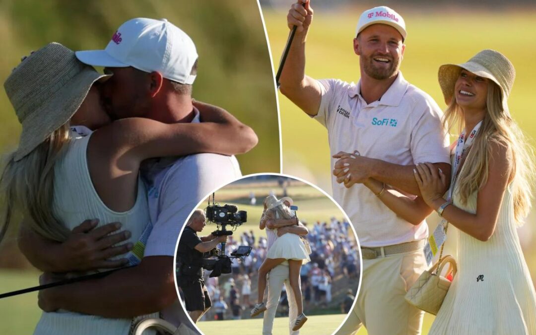 Wyndham Clark kisses girlfriend Emily Tanner to celebrate US Open win in joyous moment