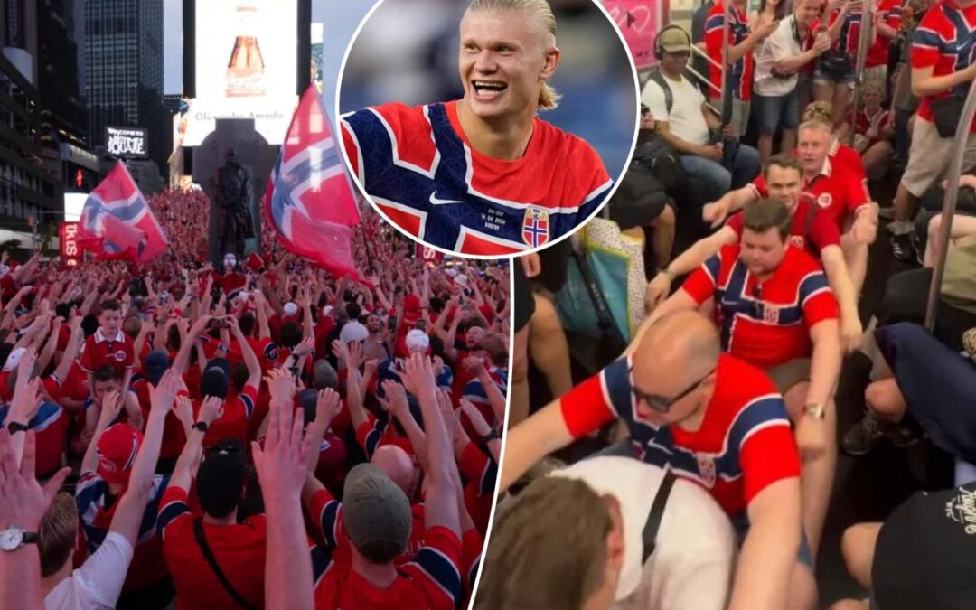 Rowing Norwegian World Cup fans take over NYC subways, Times Square