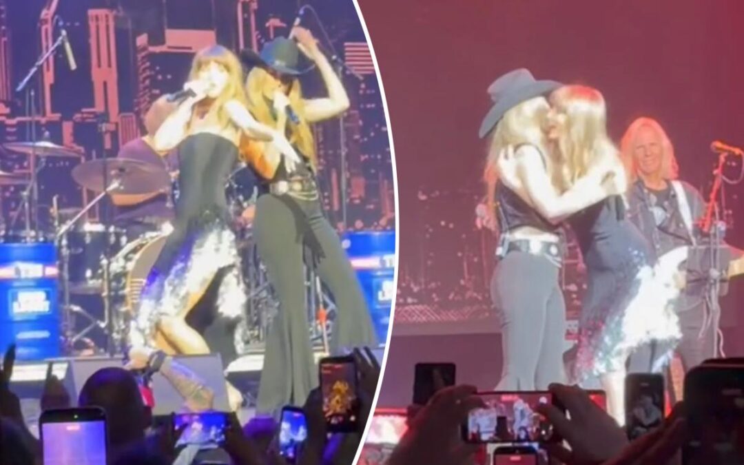 Taylor Swift sings ‘Love Story’ duet with Lainey Wilson in surprise performance at Travis Kelce’s TEU concert