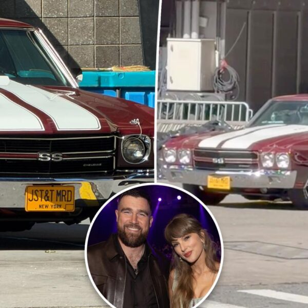 Taylor Swift, Travis Kelce customize ‘70s muscle car with special license plate at MSG wedding as nod to first public date
