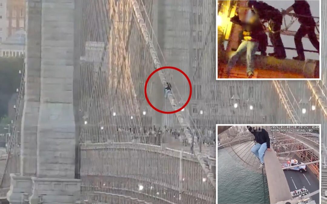 NYPD bodycam captures moment hero cops pull distraught woman off Brooklyn Bridge: ‘Don’t do it!’