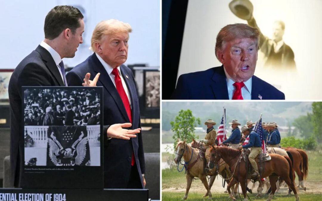 Trump honors ‘freakin’ wild life’ of Teddy Roosevelt, interacts with AI-powered ex-prez in North Dakota visit